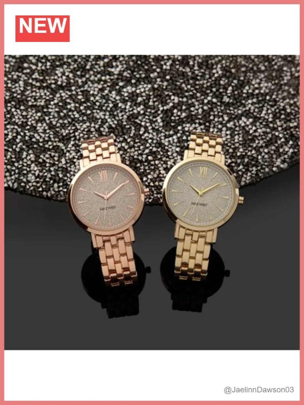 Crystal Glitter Dial Watch Adjustable Link Bracelet Analog